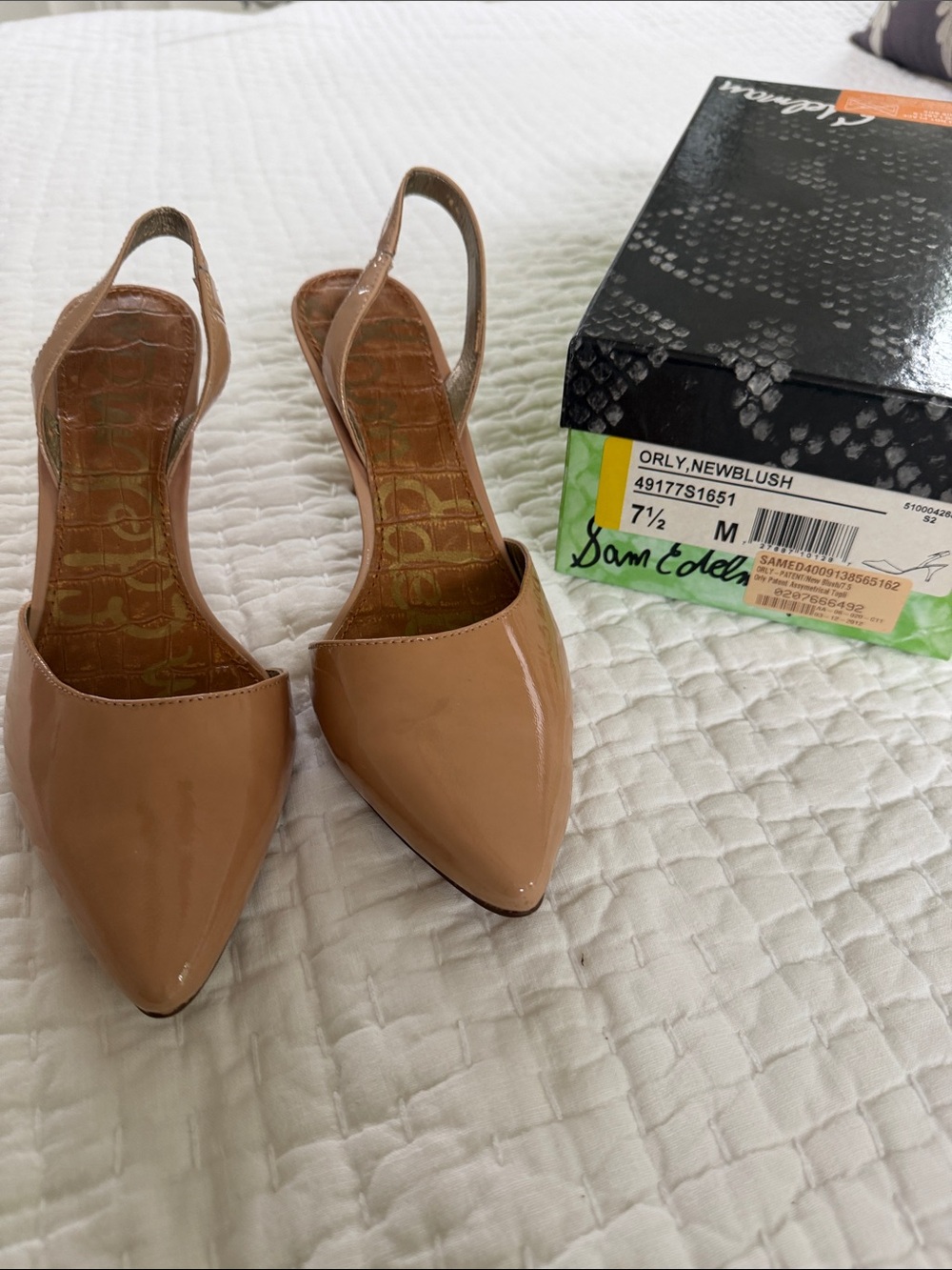 Sam Edelman Blush Patent Pointed Toe Slingback Pumps